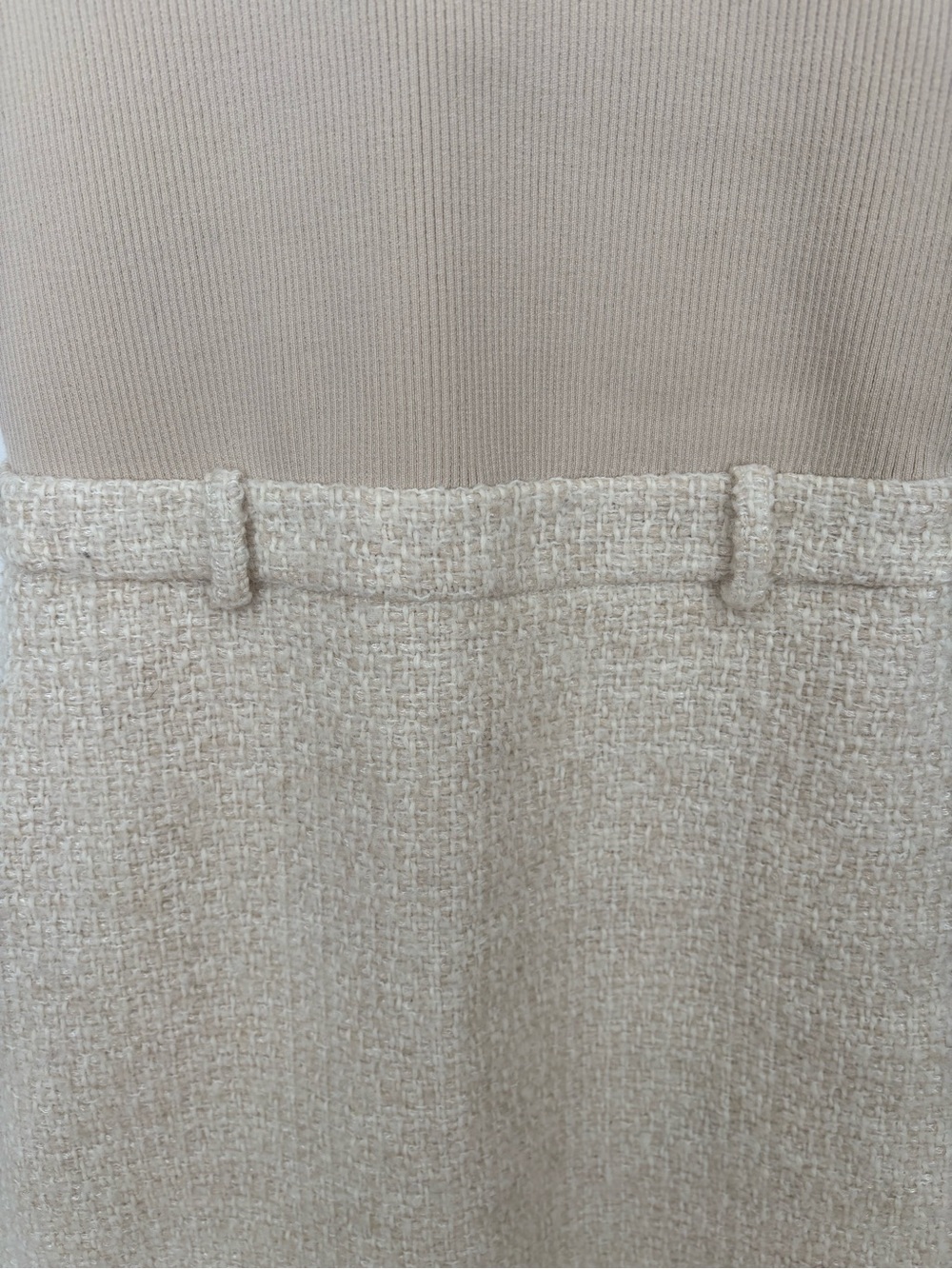 Theory Mini Turtleneck Knit and Tweed A-Line Dress in Neutral - Picture 4 of 10